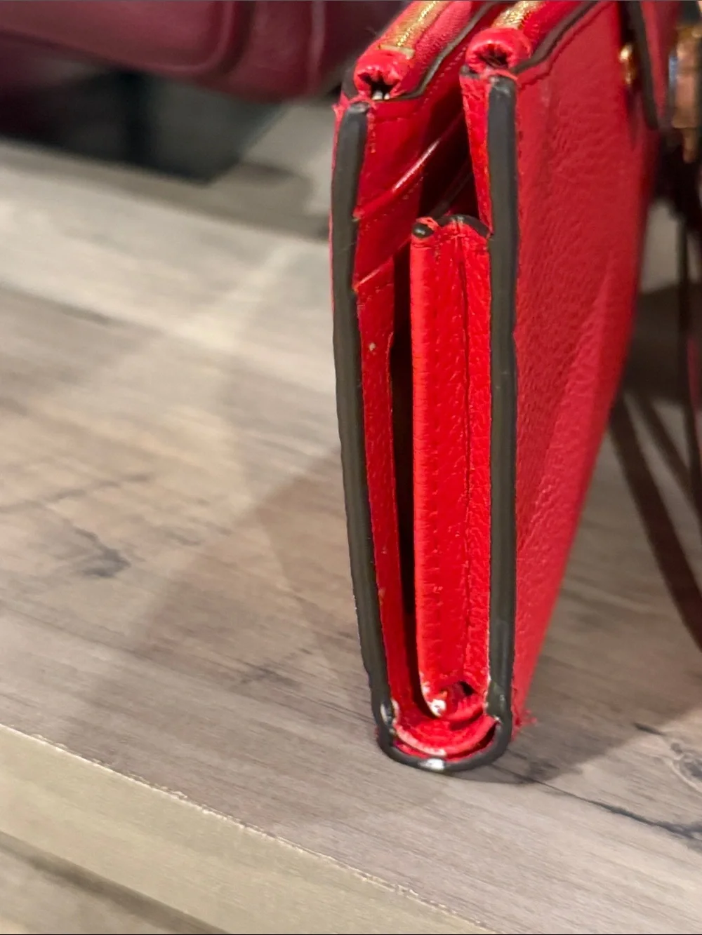 Michael Kors Red Pebbled Leather Double-Zip Wristlet Wallet